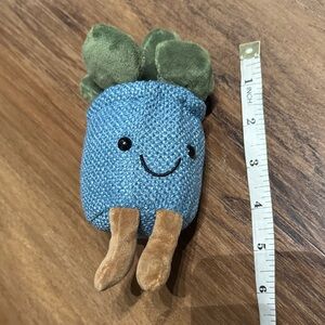 Cute Blue Plush Toy with Green Leaves (Succulent)